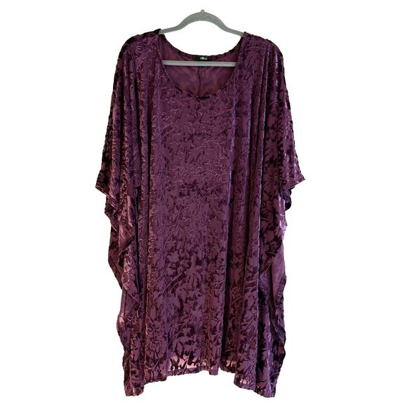 Ellos Women’s 2X 26/28 Purple Tunic Top Crushed Velvet Plus Size Fall - Picture 1 of 5